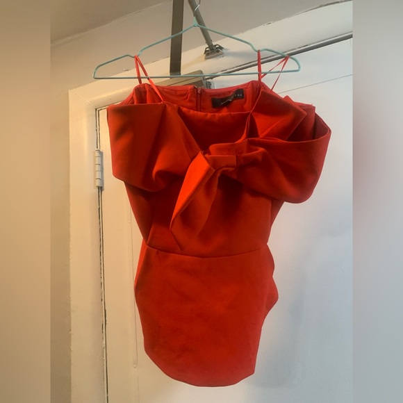 Anthropologie Adelyn Rae Rozina Strapless Bow Top- Red - Picture 3 of 14